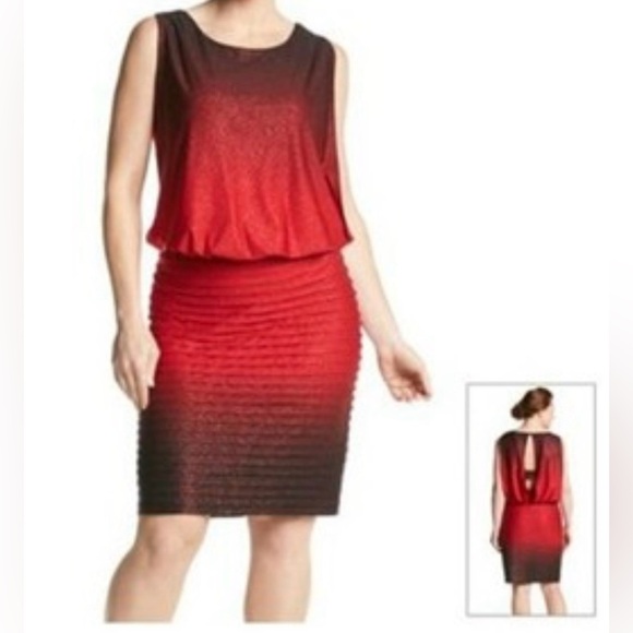 Women's R&M RICHARDS red glitter ruffled sleveless MiniDress - Picture 1 of 11